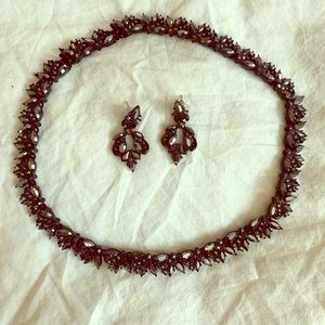 Black Swarovski Crystal necklace and earring set